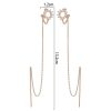 New Korean Super Fairy Ear Thread Female Fashion Personality Round Copper Micro Set Zircon Ear Studs Earbone Clip Chain Simple Style Long Earrings