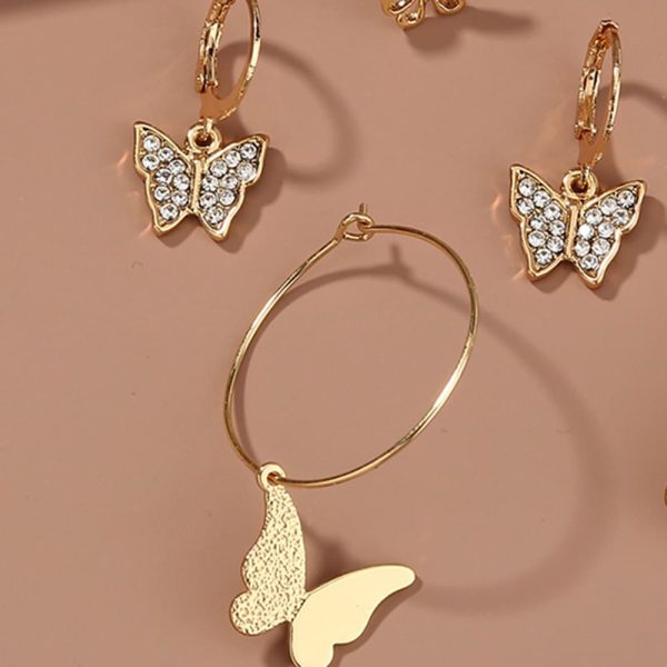 Diamond-studded Temperament Exquisite Butterfly Set Earrings
