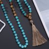 108 Mala Necklace Vintage Turquoise Painted Stone Necklace