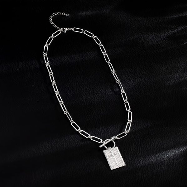 Golden Clip OT Buckle Cross Tag Stainless Steel Chain Necklace