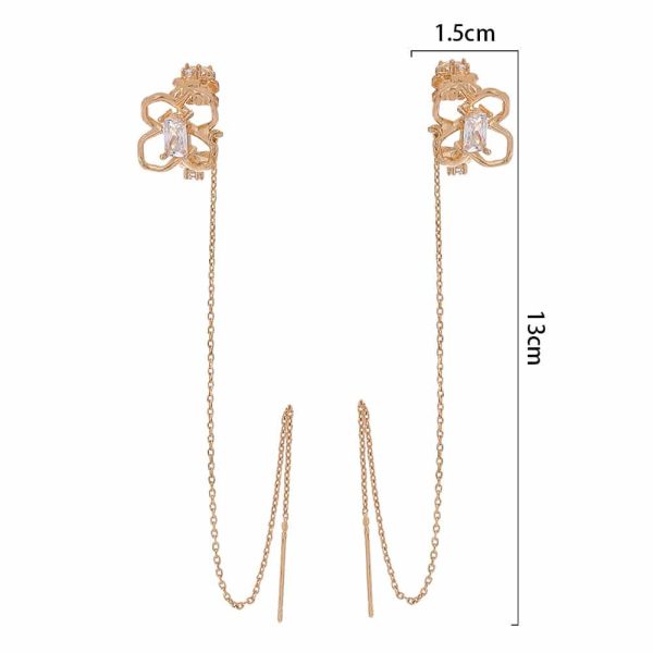 Cross Border Jewelry Wholesale Niche Design Earrings Female Fashion European And American Butterfly Copper Micro Set Zircon Long Tassel Ear Line