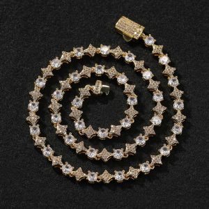 Fashion 6mm Star Zircon Tennis Chain Necklace For Men