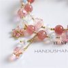 Simple Strawberry Quartz Zircon Bracelet For Women