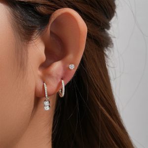 Simple Circle Pendant Earrings Inlaid Zircon