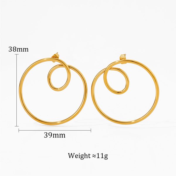 Streamlined Earrings Stainless Steel Geometric Circle Curve Earrings