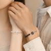 925 Sterling Silver New Chinese Obsidian Pearl Bracelet Safe Buckle Love Old Bracelet