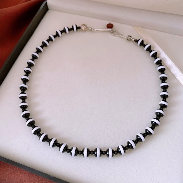 Black And White Beaded Necklace Design Sense Niche Trendy Personality