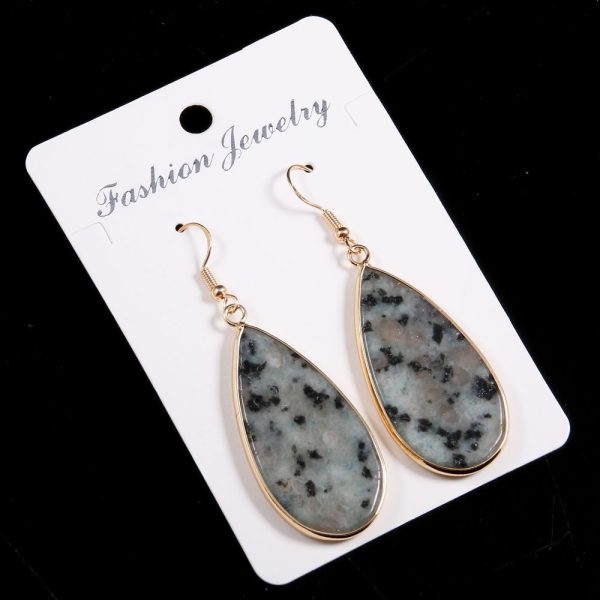 Natural Stone Semi-precious Stone Flat Drop-shaped Semi-precious Stone Eardrops 22x45mm