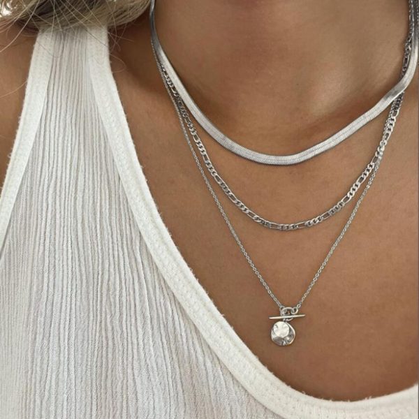 European And American Coin Snake Bone Three-layer Necklace For Women