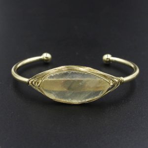 Natural Raw Gemstone Winding Crystal Simple Opening Classic Bracelet