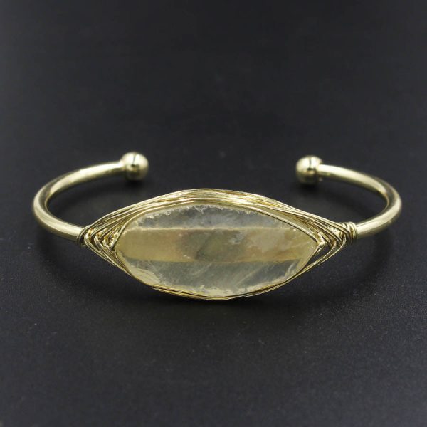 Natural Raw Gemstone Winding Crystal Simple Opening Classic Bracelet