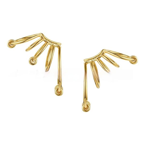 18K Gold Plating Brass Multi-Circle Line Non-pierced Ear Bone Clip Fashion Personality Earrings