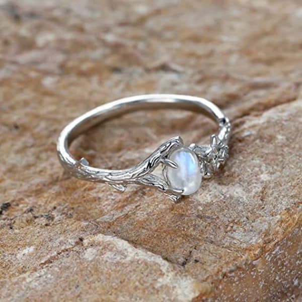 Natural Moonlight Stone Ring Feminine