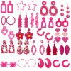 Set Rose Red Geometric All-match Earrings For Women