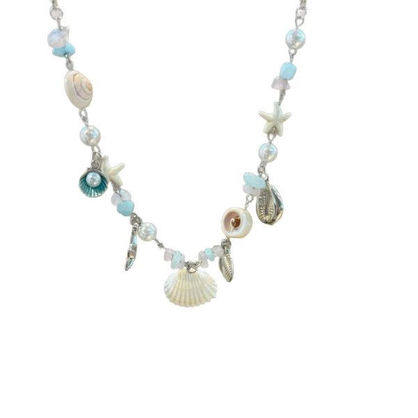 Starfish Shell Asymmetric Beaded Necklace For Women