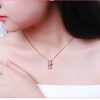Korean Necklace Rose Gold Plated Natural Ross Quartz Pink Crystal Cat Women's Clavicle Chain