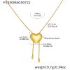 Stainless Steel Glossy Heart Pull-out Long Necklace