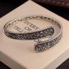 Fashion Retro Embossed Tang Grass Pattern Flower Bracelet For Women