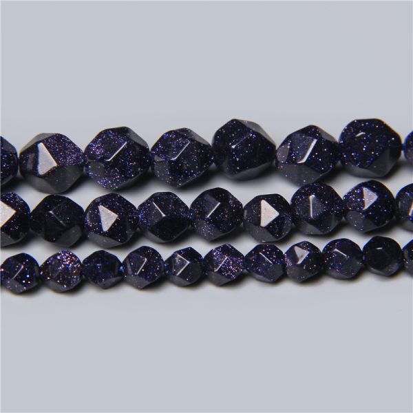 Blue Sand Stone Faceted Loose Beads Cut Corner Blue Sand Stone Golden Sand Stone DIY Fashion Jewelry With Beads