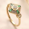 Ins Emerald Diamond Ring Fashion Square