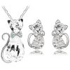 Jewelry Set Austrian Crystal Cute Bow Kitten