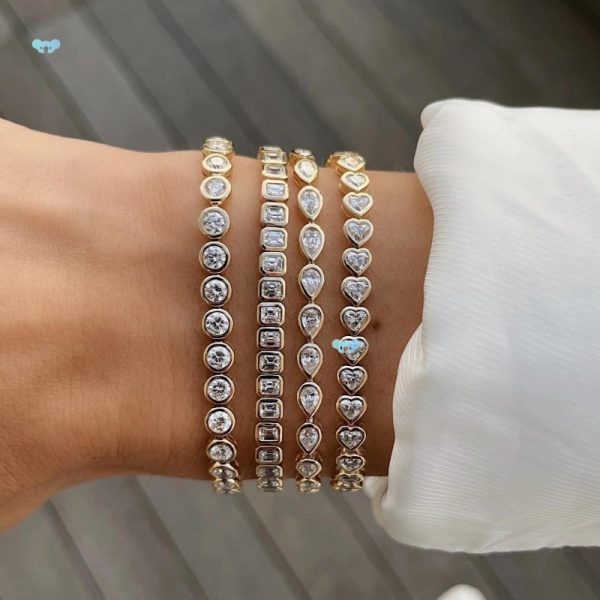 Geometric CZ Tennis Bracelet For Women Paved Different Shape