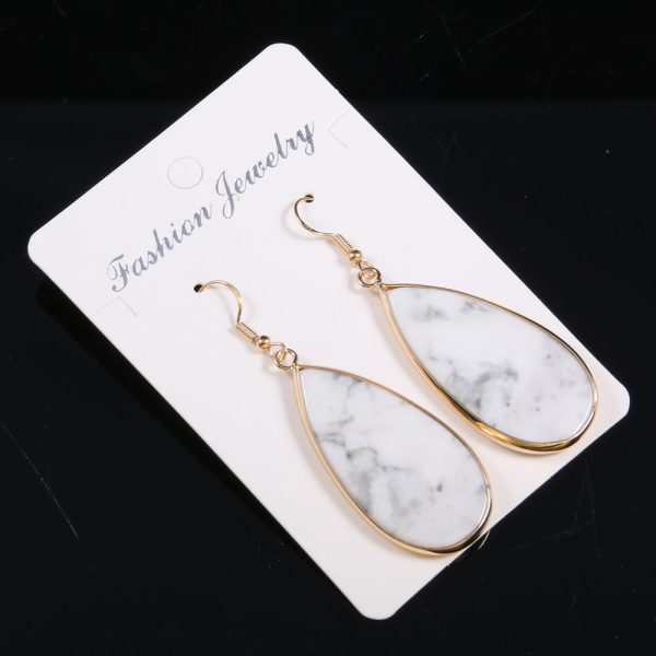 Natural Stone Semi-precious Stone Flat Drop-shaped Semi-precious Stone Eardrops 22x45mm