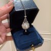 French Zircon Net Bag Pearl Pendant Necklace
