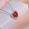 Garnet Ring Pendant Stud Earrings Three Piece Jewelry Set