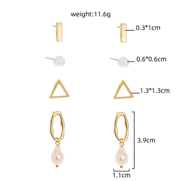 Simple and versatile geometric stud earrings set INS wind versatile daily set stud earrings