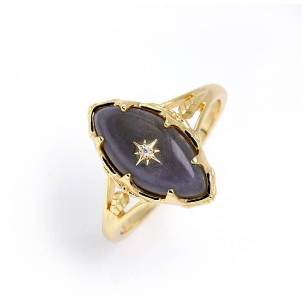 Silver Gilded Stone Women's Ring