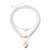 European And American Jewelry Elegant Geometric Pearl Set Necklace Simple Temperament Small Flower OT Buckle Heart-shaped Necklace