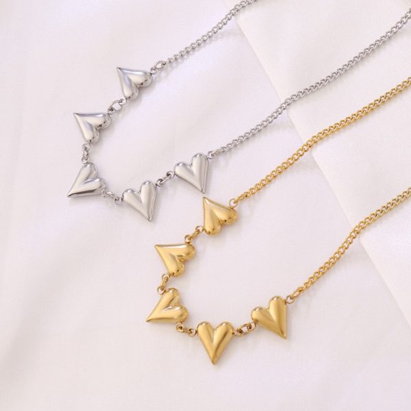 Simple Design Stainless Steel Heart Pendant Necklace