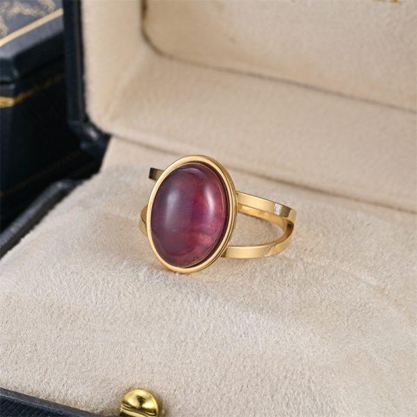 Natural Cut Stone Ring Men And Women Couple Fashion