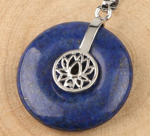 Natural Crystal Lotus Safety Buckle Pendant Multicolor Crystal Necklace
