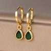 Geometric Drop-shaped Zircon Earrings