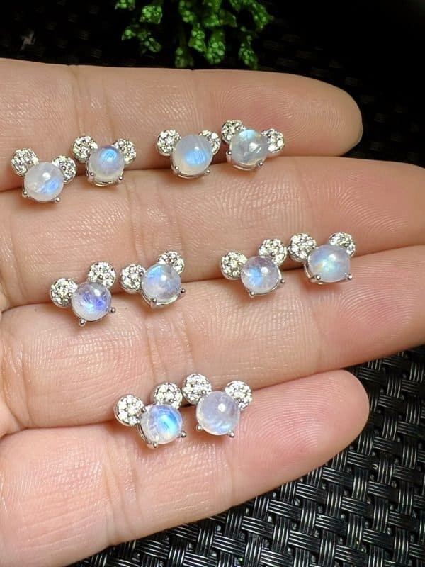 Natural Blue Moonlight Stone Earrings