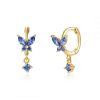 S925 Silver Needle Set Zircon Butterfly Earrings