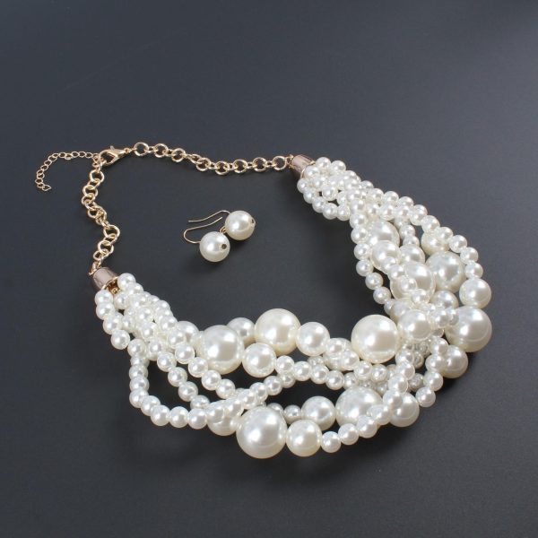 Ornament Exaggerated Woven Clavicle Chain Elegant Necklace Earrings