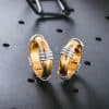 Female Punk Room Gold Ring Inlaid With Titanium Steel Ring