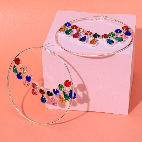 Simple Jewelry Circle Colorful Pendant Water Drop Earrings