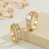 Copper Inlaid Zircon Ear Of Rice Advanced Couple Ring