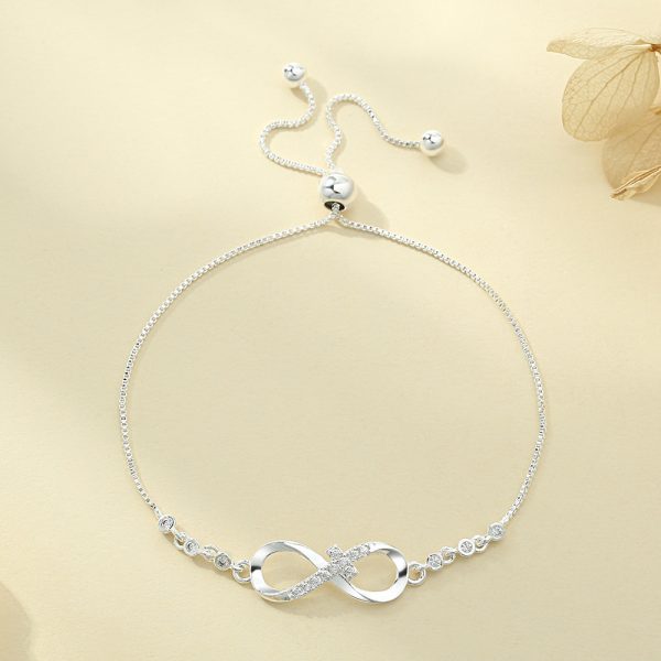 Diamond Studded Pull-out Bracelet With Infinite 8-shaped Design