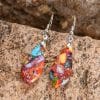 Colorful Emperor Stone Water Drop Geometric Shape Stone Earrings For Women