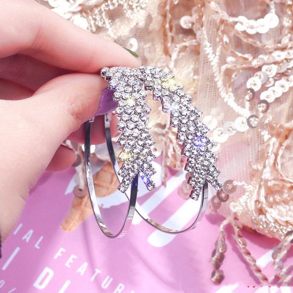 Fashionable Geometric Circle Rectangle Rhinestone  Simple Earrings