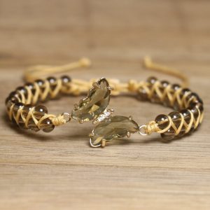 Vintage Winding Tea Crystal Round Beads A String Of Beads Bracelet