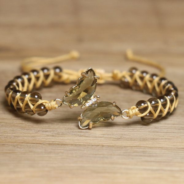 Vintage Winding Tea Crystal Round Beads A String Of Beads Bracelet