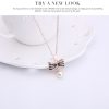 Fashion All-match Luxury Bow Full Diamond Necklace Earrings Jewelry Set
