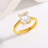 Fashion Japanese Style Simple Retro Electroplated 18K Square Zircon Ring