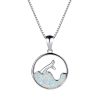 White Gold Round Blue Opal Sea Fishtail Necklace